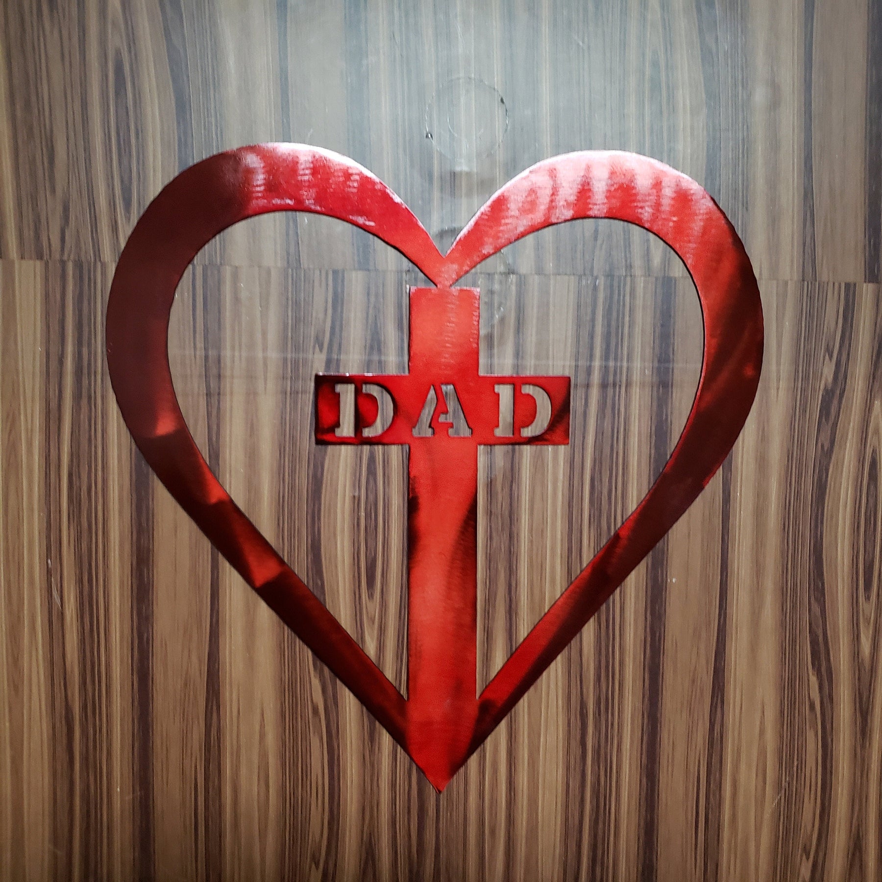 Dad in Heart Memorial Metal Art – Loving Memory Gift, Cross and Heart Wall Plaque