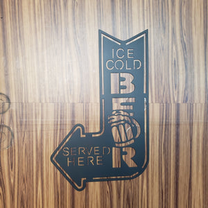 Ice Cold Beer Sold Here Bar Sign – Custom Metal Wall Art for Home Pub or Man Cave