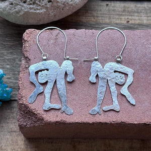 Handmade contortionist Earrings: Aluminum, Copper, or Brass
