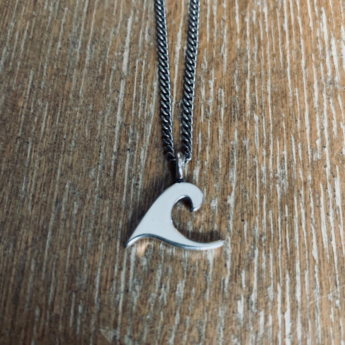Ride the Peace Wave Necklace - Sterling Silver Choker Charm by Forged By Fire — view 1 of 3
