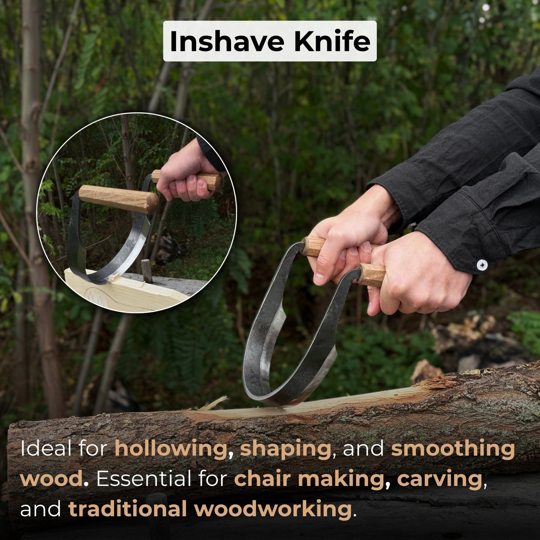 Inshave (Half-Rounded Drawknife), 16.5 cm (6.5 inches)