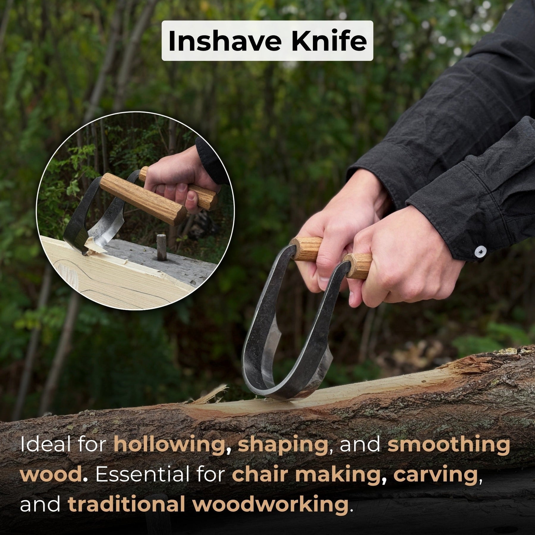 Inshave (Half-Rounded Drawknife), 9.5 cm (3.7 inches)