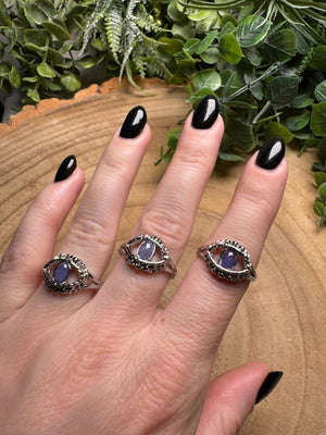 Iolite Evil Eye Ring Adjustable