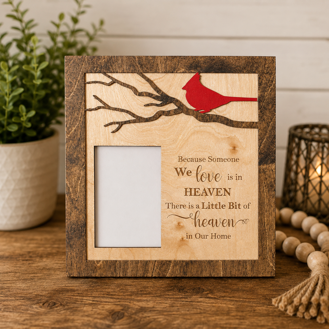 Personalized Cardinal Memorial Frame with Handwriting or Custom Quote