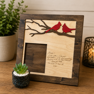 Personalized Cardinal Memorial Frame with Handwriting or Custom Quote