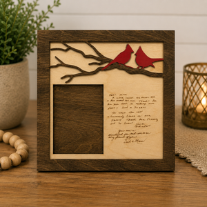 Personalized Cardinal Memorial Frame with Handwriting or Custom Quote