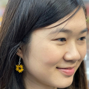 Kansas Sunflower Wooden Dangle Earrings | State Flower Jewelry