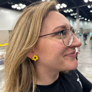 Kansas Sunflower Wooden Dangle Earrings | State Flower Jewelry