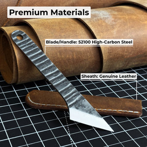 Kiridashi Knife - Razor-Sharp Carbon Steel Blade with Leather Sheath
