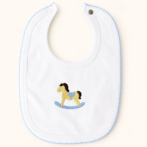 Personalized baby burp cloth with blue trim