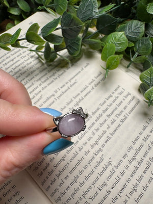 Kunzite Hello Kitty Adjustable Ring
