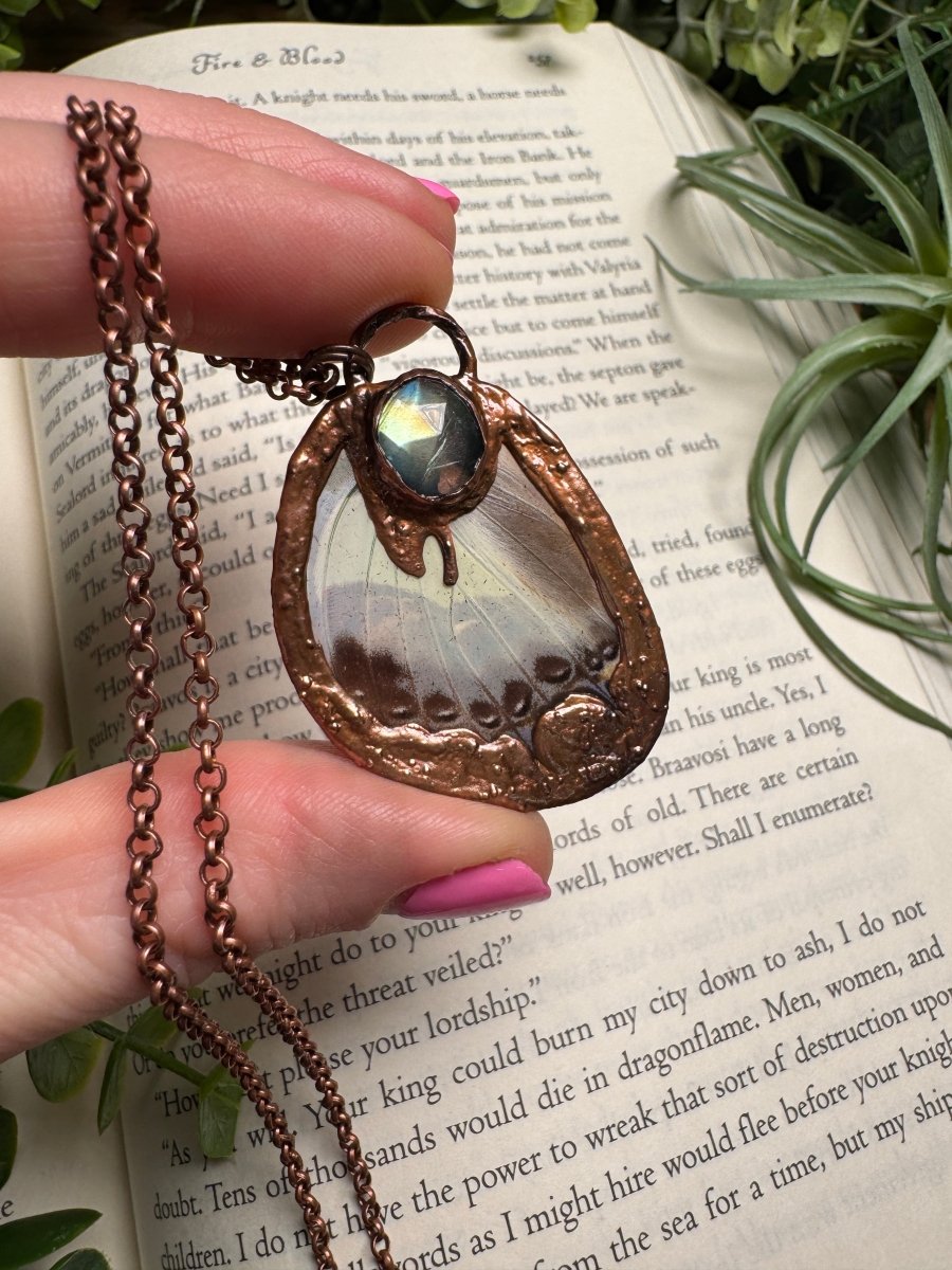 Labradorite and Butterfly Wing Necklace