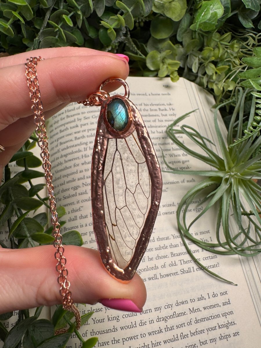 Labradorite and Cicada Wing Necklace