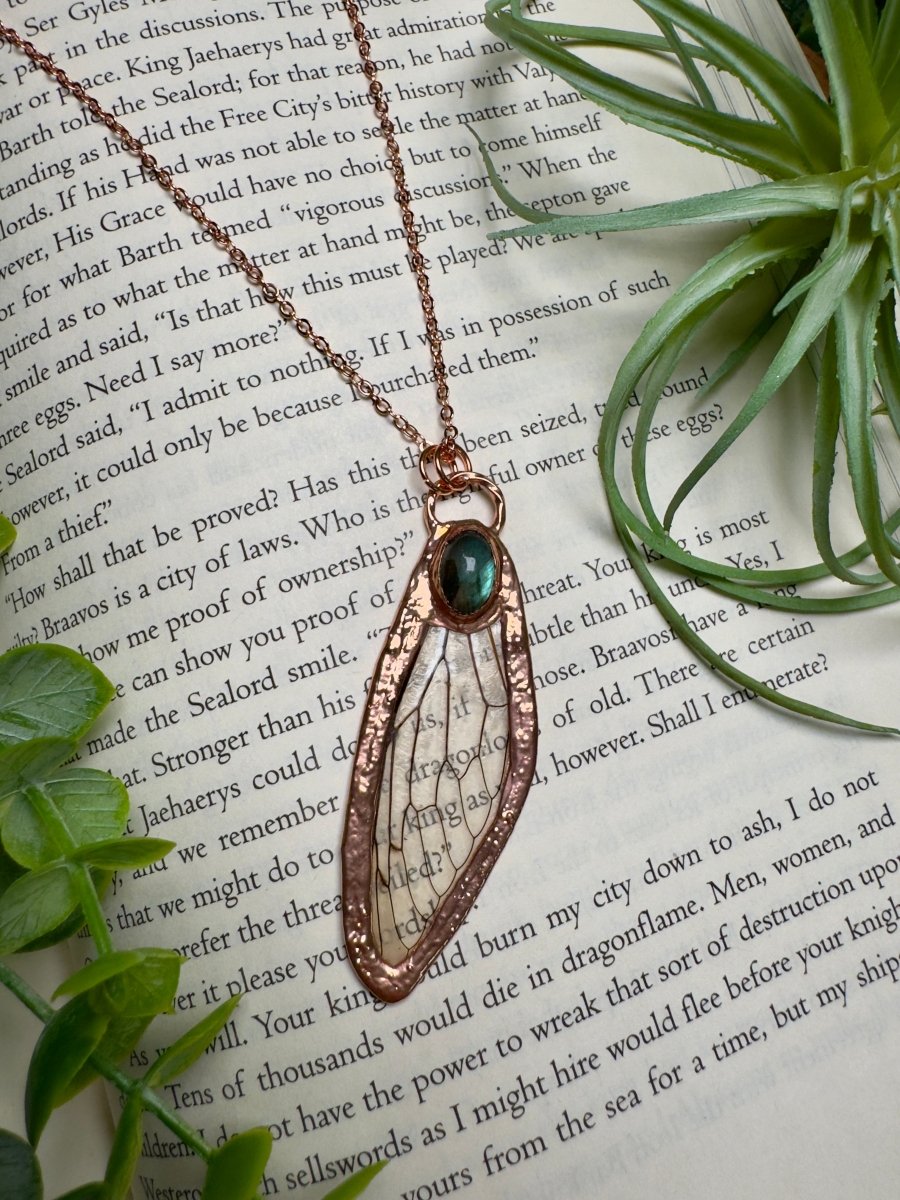 Labradorite and Cicada Wing Necklace
