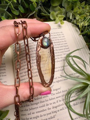 Labradorite and Dragonfly Wing Necklace