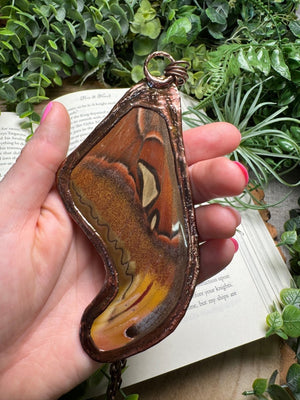 Labradorite and Giant Atlas Moth Wing Necklace