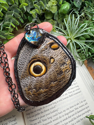 Labradorite and Giant Moth Wing Necklace (reversible)