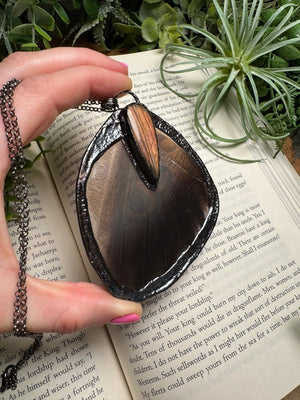 Labradorite and Giant Moth Wing Necklace (reversible)