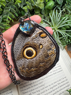 Labradorite and Giant Moth Wing Necklace (reversible)