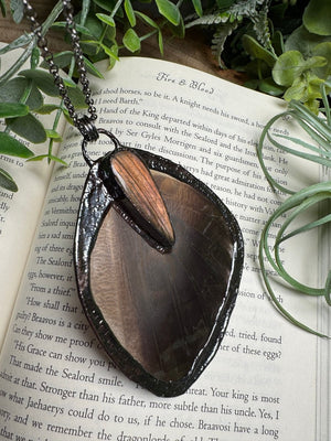 Labradorite and Giant Moth Wing Necklace (reversible)