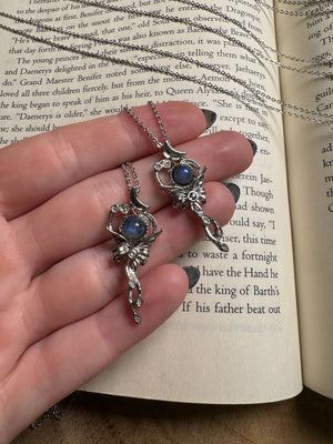Labradorite Kawaii Bow Necklace Adjustable