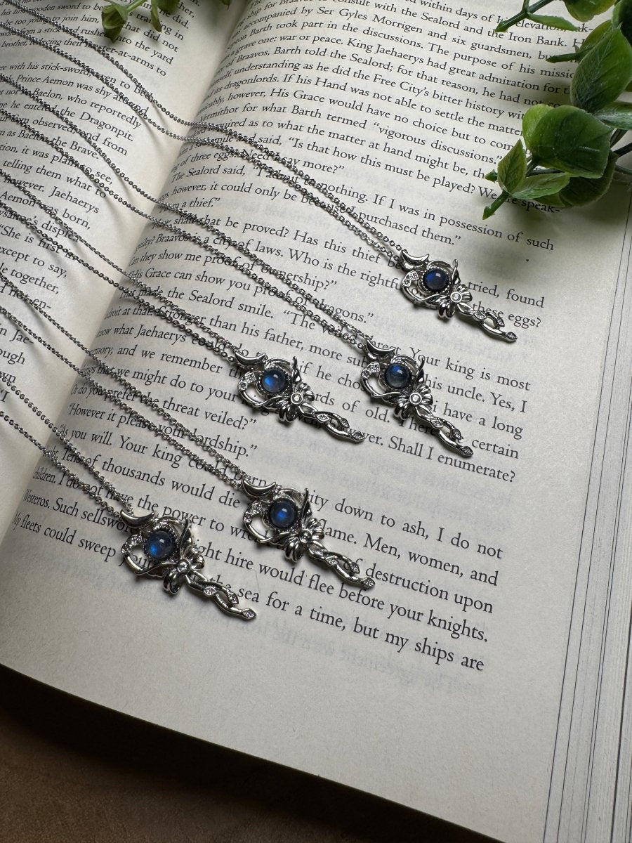 Labradorite Kawaii Bow Necklace Adjustable