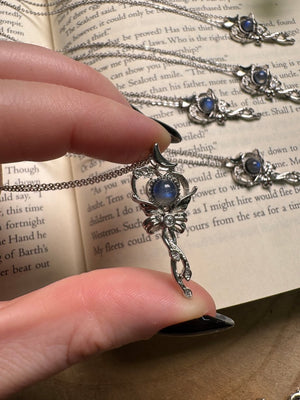Labradorite Kawaii Bow Necklace Adjustable