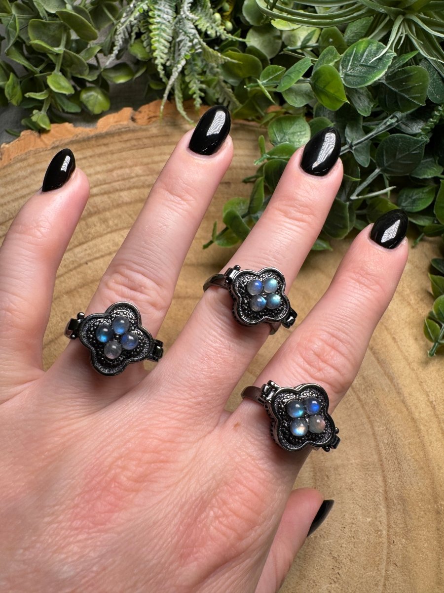 Labradorite Locket Ring Adjustable