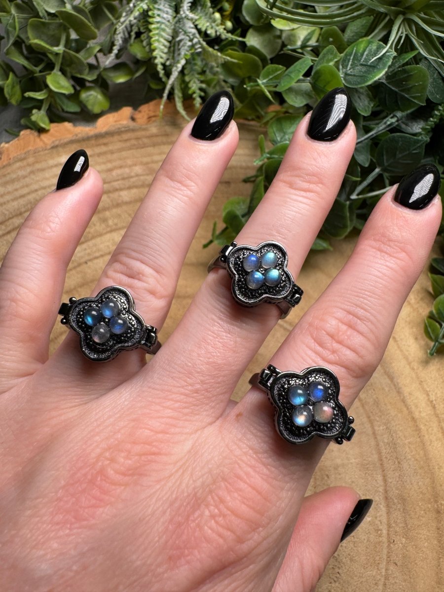 Labradorite Locket Ring Adjustable
