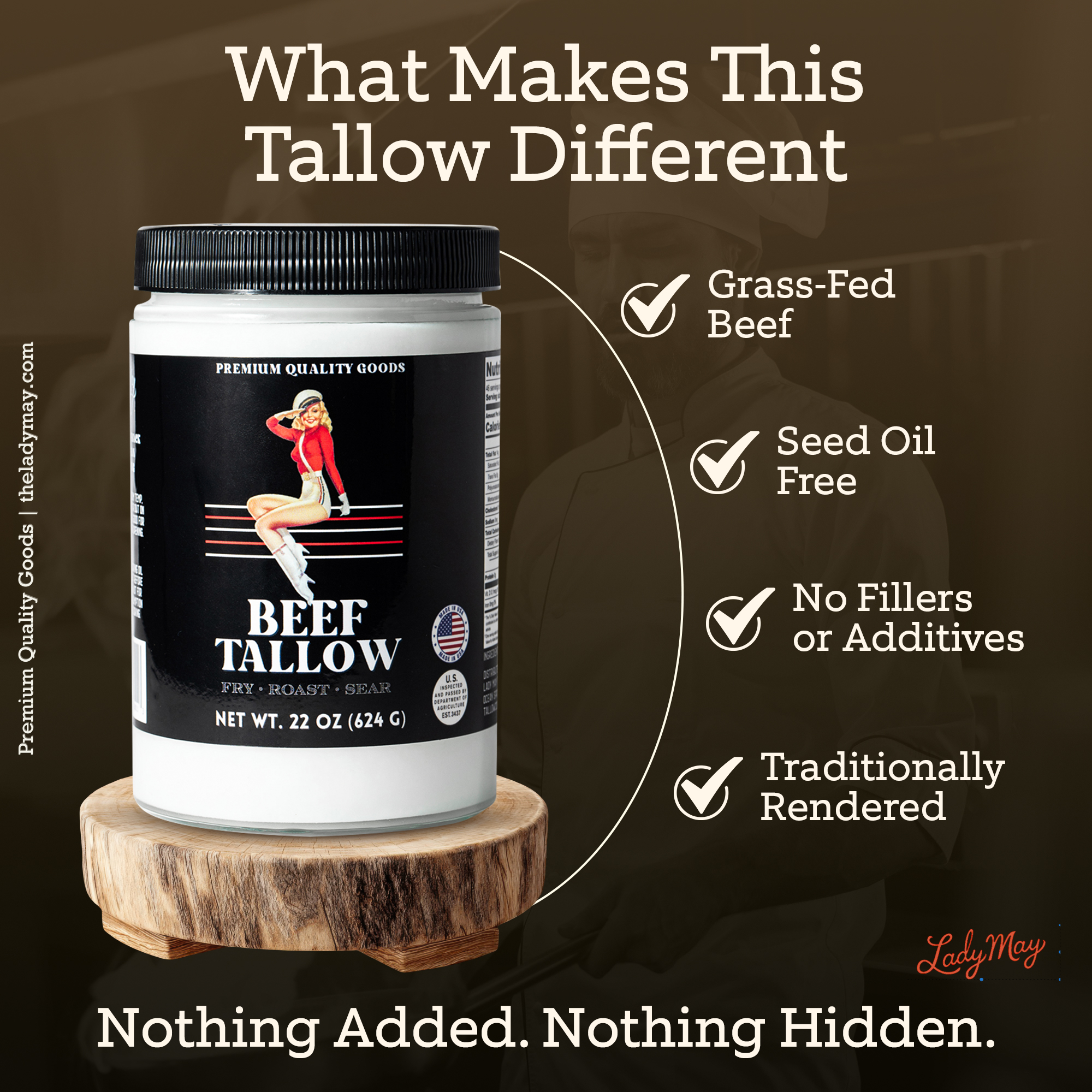22oz Premium Grass-Fed Beef Tallow | Restaurant-Proven Cooking Fat | Seed Oil-Free