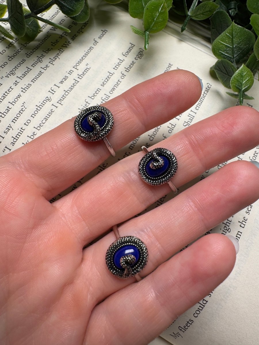 Lapis Snake Adjustable Ring