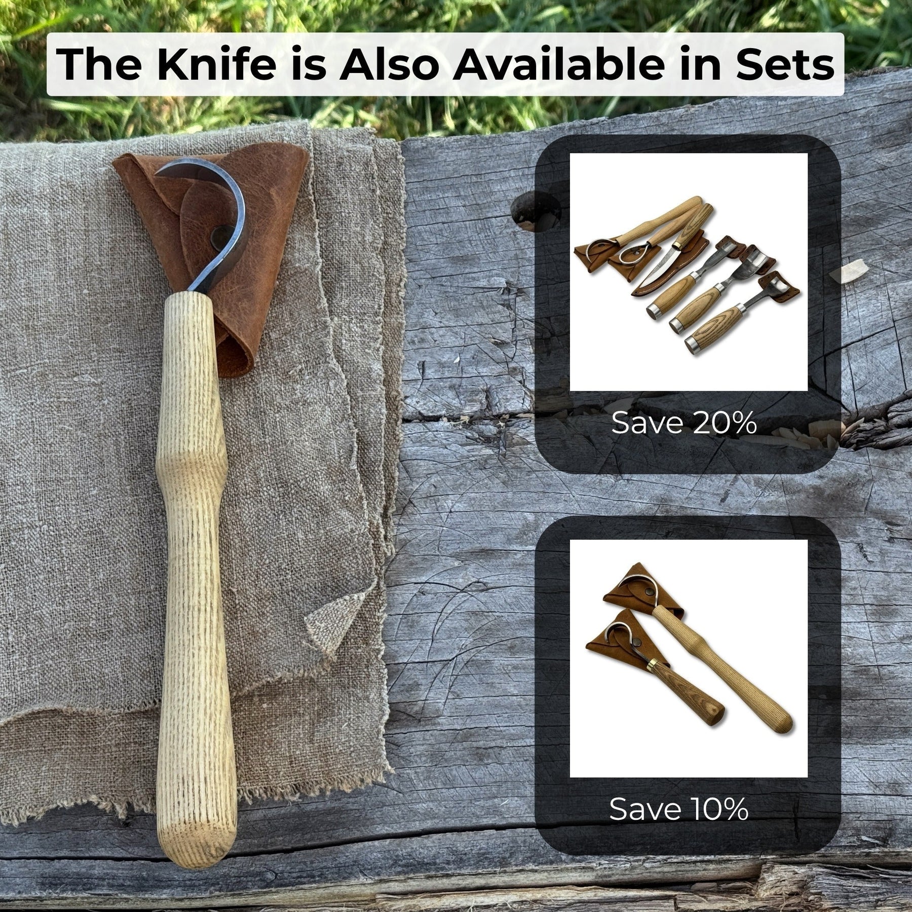 Large Hook Knife for Spoon Carving, ⌀6 cm (2.4 inches)