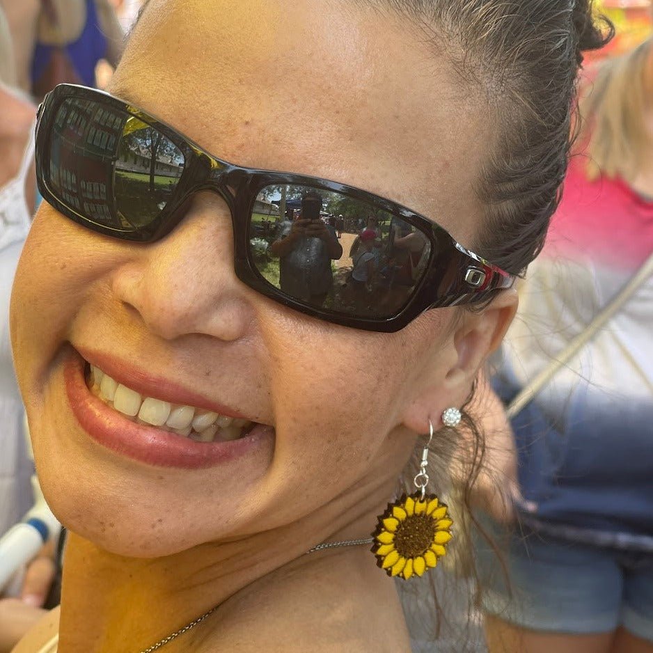 large Kansas Sunflower Wooden Earrings | State Flower Jewelry