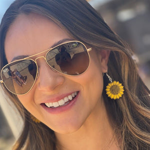 large Kansas Sunflower Wooden Earrings | State Flower Jewelry