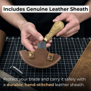Large Leather Round Knife, 12.5 cm (4.9 inches)