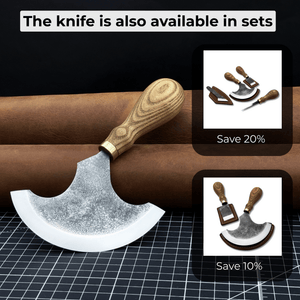 Large Leather Round Knife, 12.5 cm (4.9 inches)
