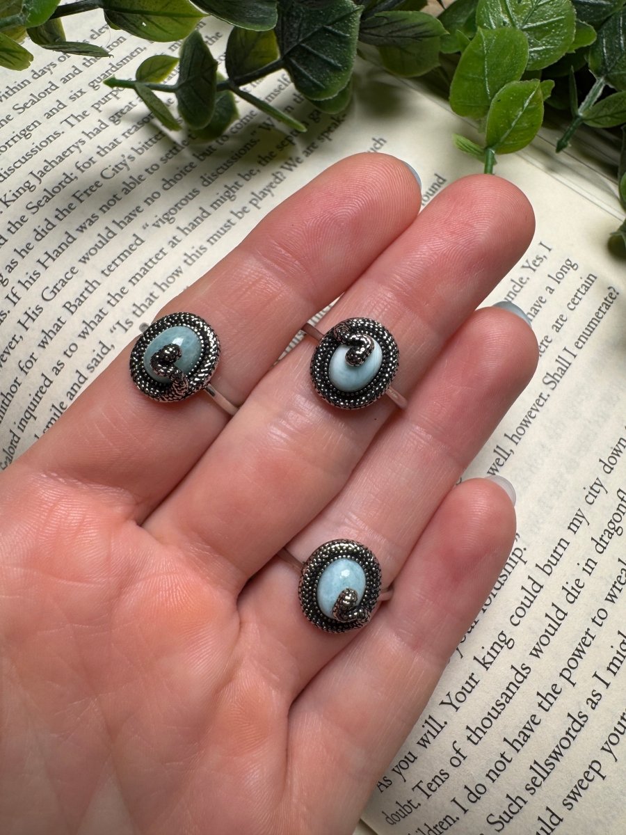 Larimar Snake Adjustable Ring