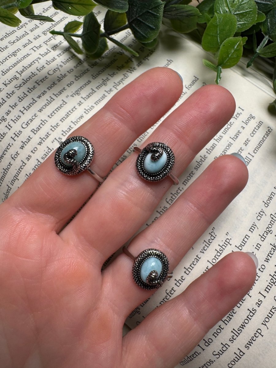 Larimar Snake Adjustable Ring