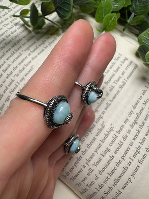Larimar Snake Adjustable Ring