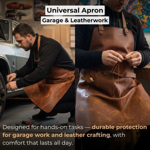 Leather Apron with Adjustable Straps and Pockets