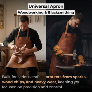 Leather Apron with Adjustable Straps and Pockets