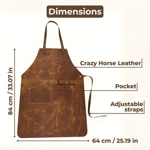 Leather Apron with Adjustable Straps and Pockets