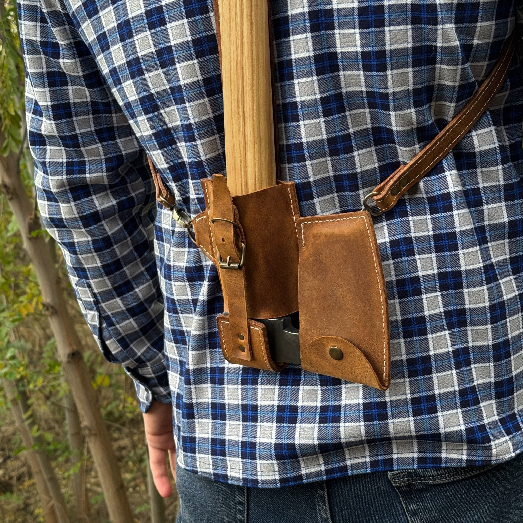 Leather Axe Case with Adjustable Shoulder Straps