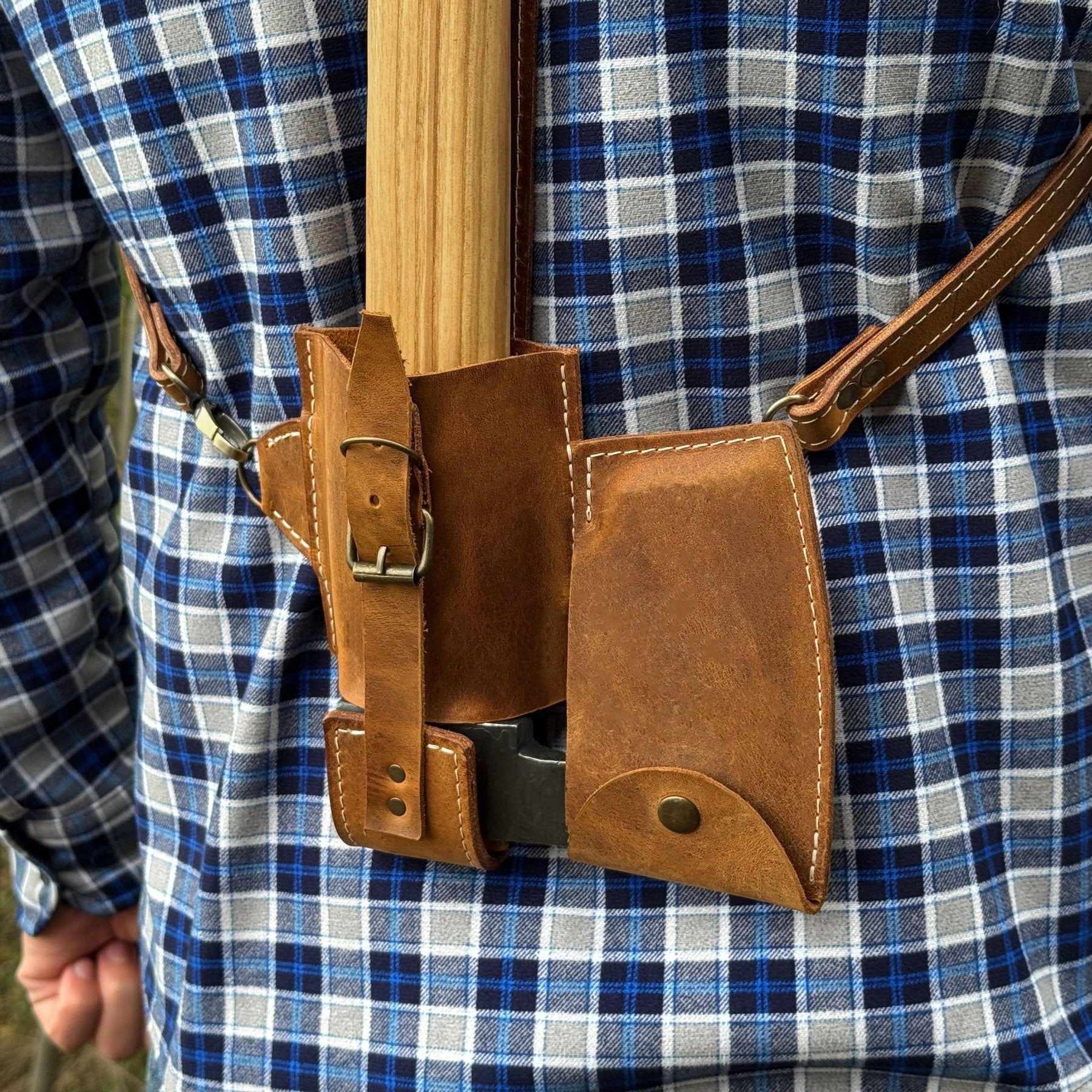 Leather Axe Case with Adjustable Shoulder Straps