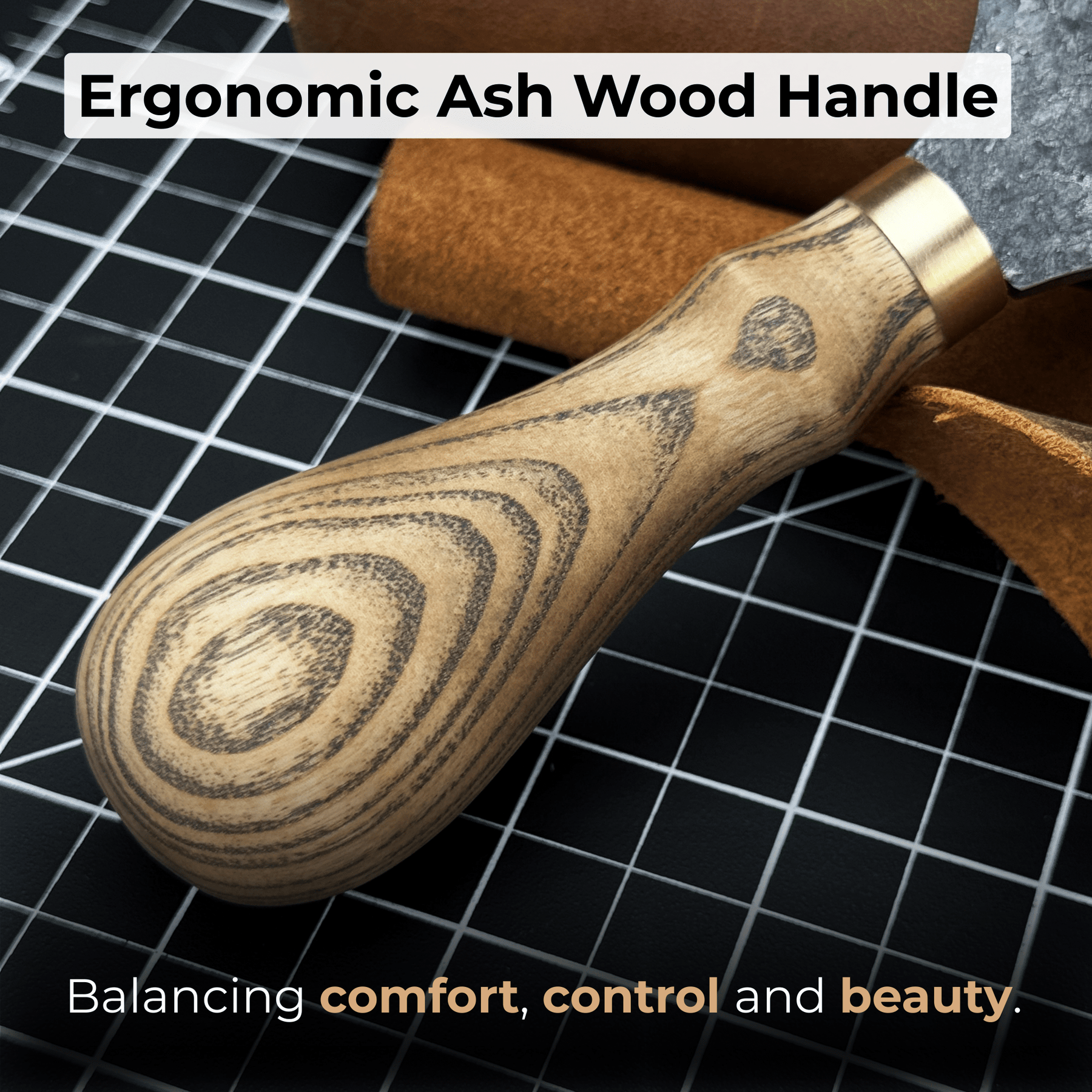 Leather Round (Half Moon) Knife, 10.5 cm (4.1 inches)