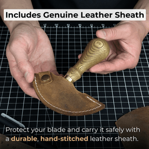 Leather Round Knife, 10 cm (3.9 inches)