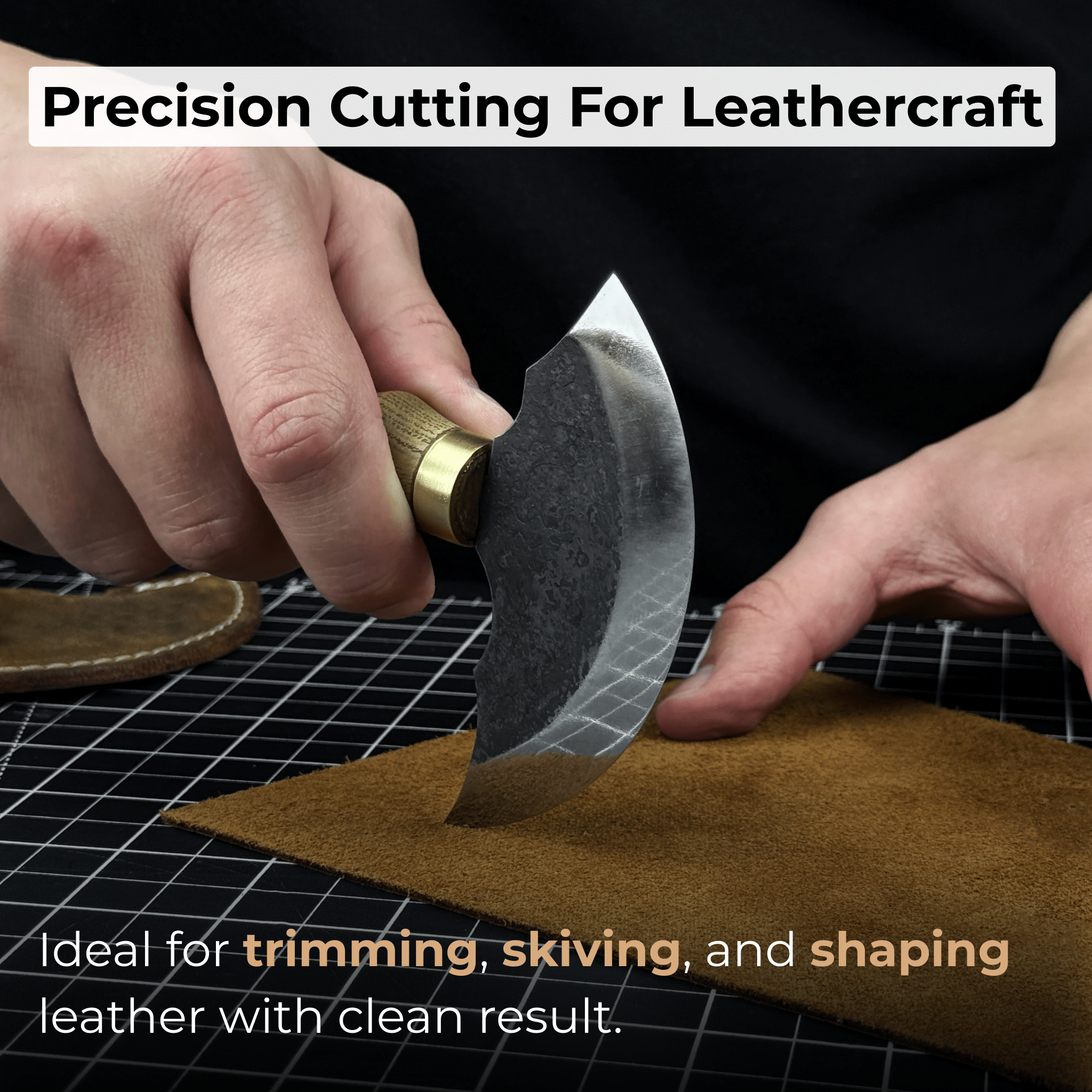 Leather Round Knife, 10 cm (3.9 inches)
