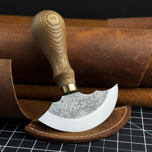 Leather Round Knife, 10 cm (3.9 inches)