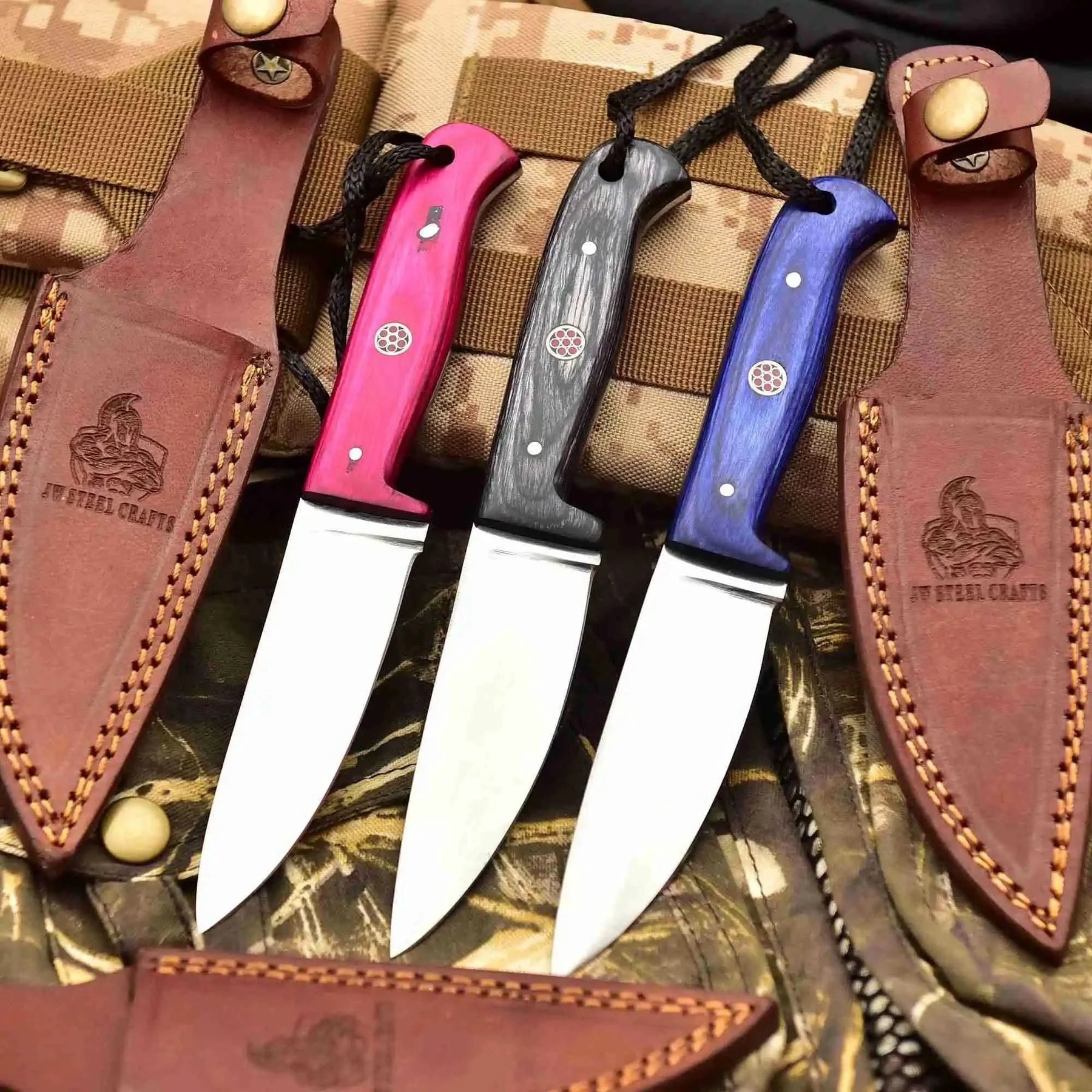 Handmade stainless steel steel knife with premium handle on dark surface
