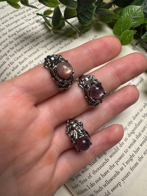 Lepidolite Medusa Adjustable Ring